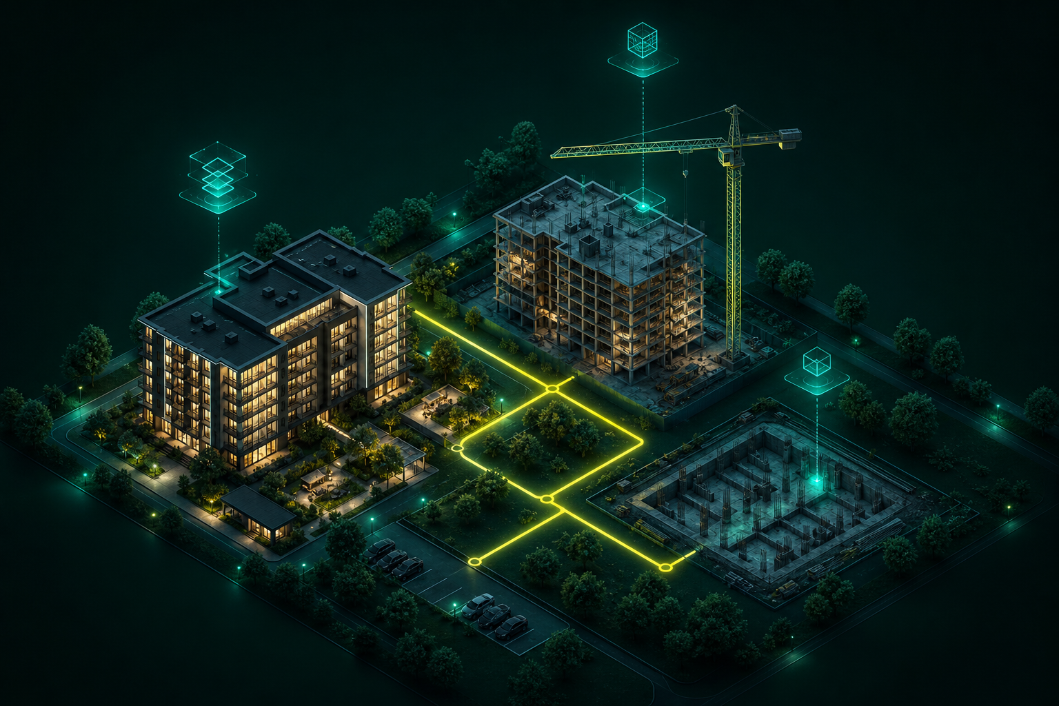 A development masterplan tracked in Orogin from sales to handover